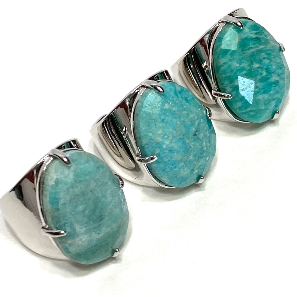 Ring, amazonite oval gemstone